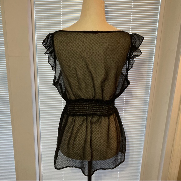 🌸5/$25🌸 Smart Set Size L Sheer Black Blouse - Picture 3 of 4